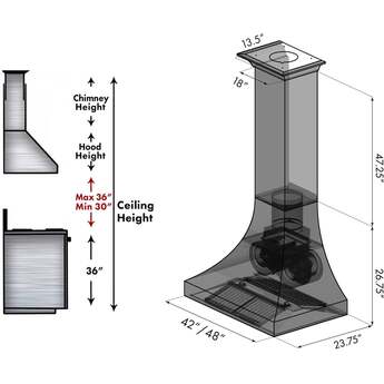 Z Line ZLINE 8632H36 Designer Series 36 Inch Wall Mount Ducted Hood — thumbnail 8