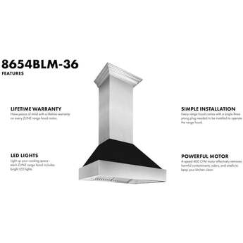 Z Line ZLINE 8654BLM36 36 Inch Wall Mount Ducted Hood — thumbnail 6