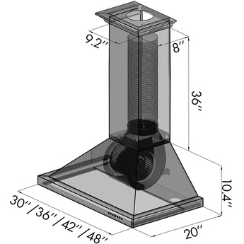 Z Line ZLINE 8KBH36 Designer Series 36 Inch Wall Mount Ducted Hood — thumbnail 13