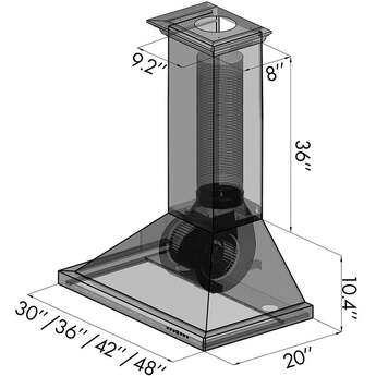 Z Line ZLINE 8KBH36 Designer Series 36 Inch Wall Mount Ducted Hood — thumbnail 8