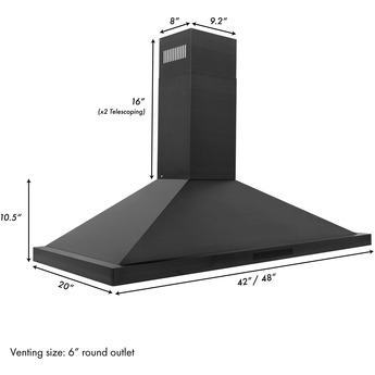 Z Line ZLINE BSKBN48 48 Inch Wall Mount Convertible Hood — thumbnail 24