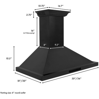 Z Line ZLINE BSKBNCRNBT48 48 Inch Wall Mount Ducted Hood — thumbnail 11
