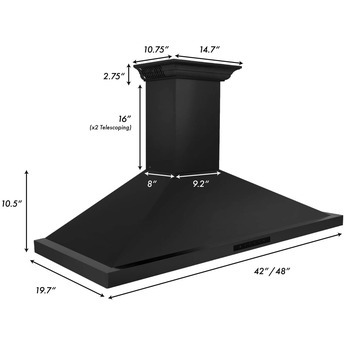 Z Line ZLINE BSKBNCRNBT48 48 Inch Wall Mount Ducted Hood — thumbnail 34