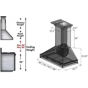 Z Line ZLINE KBRR36 Designer Series 36 Inch Wall Mount Ducted Hood — thumbnail 10