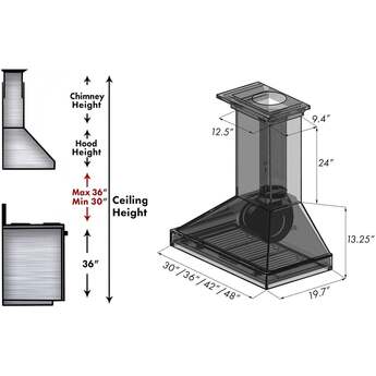 Z Line ZLINE KBUF36 36 Inch Wall Mount Ducted Hood — thumbnail 4