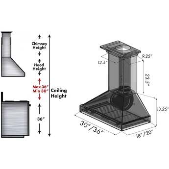 Z Line ZLINE KBUFC36 36 Inch Wall Mount Convertible Hood — thumbnail 6