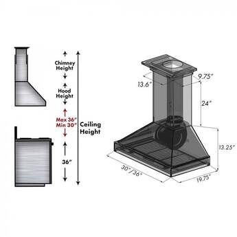 Z Line ZLINE KPCC36 36 Inch Wall Mount Ducted Hood — thumbnail 26
