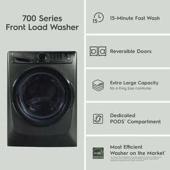 Electrolux 27 Inch Front Load Washer with 4.5 cu ft Capacity, LuxCare® Plus Wash, Perfect Steam™, SmartBoost®, 1300 RPM, Stain Soak Option, Adaptive Dispenser and Energy Star Certified: Alpine — thumbnail 12