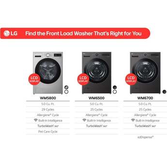 LG 5.0 cu. ft. Mega Capacity Smart Front Load Washer with TurboWash® 360°, AI Sensing and Hybrid Electronic Controls with LCD Display: Graphite Steel — thumbnail 3