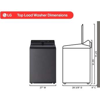 LG 27 Inch Smart Top Load Washer with 5.0 cu ft Capacity, Smart Pairing™, Powerful Jet Spray, Electronic Controls, SlamProof™ Lid, Easy Unload™, ThinQ UP™ and TurboWash® Technology: Platinum Black — thumbnail 19