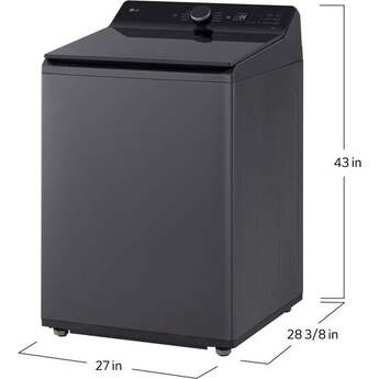 LG 27 Inch Top Load Washer with 5.5 cu ft Capacity, EasyUnload™, AI Fabric Sensor / Smart Pairing™ ,Slam Proof™ Glass Lid, ThinQ® Smart Technology, 6Motion™ Technology and Energy Star Certified: Black Steel — thumbnail 24
