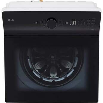 LG 27 Inch Top Load Washer with 5.5 cu ft Capacity, EasyUnload™, AI Fabric Sensor / Smart Pairing™ ,Slam Proof™ Glass Lid, ThinQ® Smart Technology, 6Motion™ Technology and Energy Star Certified: White — thumbnail 2