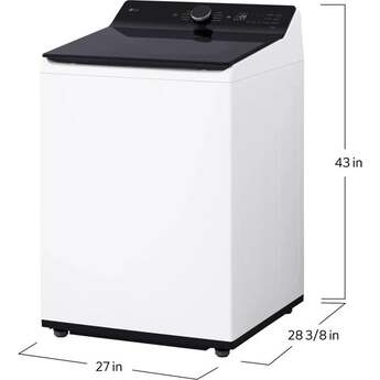 LG 27 Inch Top Load Washer with 5.5 cu ft Capacity, EasyUnload™, AI Fabric Sensor / Smart Pairing™ ,Slam Proof™ Glass Lid, ThinQ® Smart Technology, 6Motion™ Technology and Energy Star Certified: White — thumbnail 24