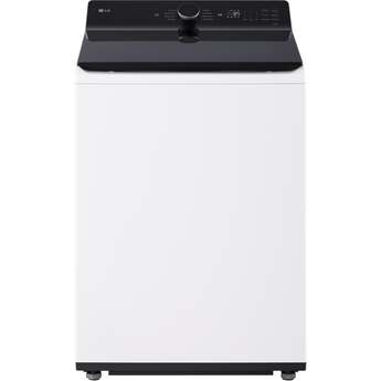 LG 27 Inch Top Load Washer with 5.3 cu ft Mega Capacity, AI Fabric Sensor / Smart Pairing™, 4-Way® Agitator, Slam Proof™ Glass Lid, ThinQ® Smart Technology, TurboWash3D™ Technology,6Motion™ Technology and Energy Star Certified: White