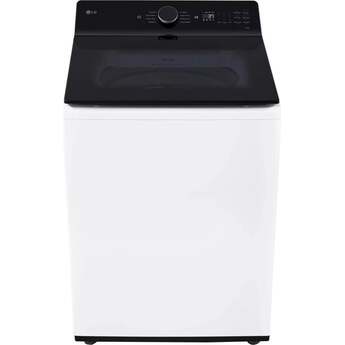 LG 27 Inch Top Load Washer with 5.3 cu ft Mega Capacity, AI Fabric Sensor / Smart Pairing™, 4-Way® Agitator, Slam Proof™ Glass Lid, ThinQ® Smart Technology, TurboWash3D™ Technology,6Motion™ Technology and Energy Star Certified: White — thumbnail 2