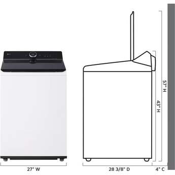 LG 27 Inch Top Load Washer with 5.5 cu ft Capacity, AI Sensor Dry™, LCD Digital Dial Control, NeveRust®, EasyUnload™, ezDispense®, ThinQ® and Energy Star Certified: White — thumbnail 7