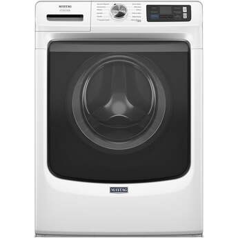 Maytag 27 Inch Smart Pet Pro Front Load Washer with 5.0 cu. ft. Capacity, 1150 RPM, 12 Wash Cycle, Steam Option, Sanitize Cycle, Drum Light, Auto Sensing and Energy Star Certified: White