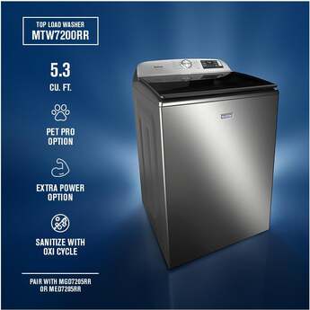 Maytag 5.3 Cu. Ft. Smart Top Load Ultra Capacity Washer With Pet Pro Option And Impeller: Classic Silver — thumbnail 26