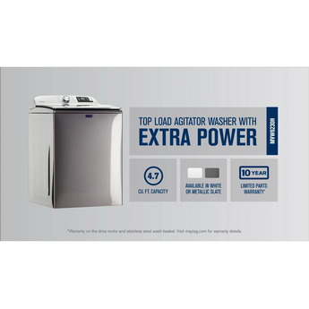 Maytag 4.7 cu.ft. Mettalic Slate Top Load Washer with Extra Power Button — thumbnail 50