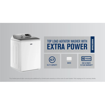Maytag 4.7 cu.ft. White Top Load Washer with Extra Power Button — thumbnail 34