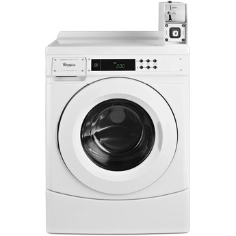 Whirlpool 27" White Commercial High-Efficiency Electric Front Load Washer Featuring Factory-Installed Coin Drop with Coin Box