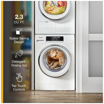 Whirlpool 24" 2.3 cu. ft. White Stackable Front Load Washer with Sanitize - Energy Star — thumbnail 6
