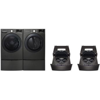 LG 4-Piece Black Steel Laundry Package with Electric Dryer