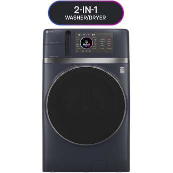 GE 28 Inch Smart Front Load Washer/Dryer Combo with 4.8 cu.ft. Capacity, 12 Wash Cycles, 14 Dryer Cycles, Ventless Heat Pump Dryer, EZ Access Lint Filter, SmartDispense™ Technology, Dynamic Balancing Technology, Eco Cool™ Cycle, ADA Compliant, and ENERGY STAR® Qualified (Works with Standard 120v Outlet): Royal Sapphire