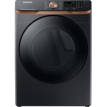 Samsung Brushed Black Smart Side By Side Front Load Laundry Pair with  WF50BG8300AV 27 Inch Washer, DVE50BG8300V 27 Inch Electric Dryer and 2x  WE402NV Pedestals