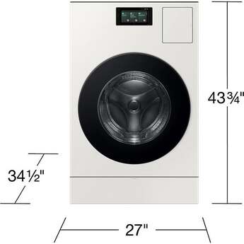 Samsung 27 Inch Ventless Combo Washer & Heat Pump Dryer with 5.3 cu ft Capacity, AI Opti Wash & Dry?, Auto Open Door, Wi-Fi, Steam Wash, AI Bubble?, 1,200 RPM, 23 Cycles, 32 Options, Child Lock and Energy Star Certified: Ivory — thumbnail 2