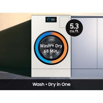 Samsung 27 Inch Laundry Vented Combo Washer & Electric Dryer with 5.3 cu ft Capacity, AI Opti Wash & Dry?, Auto Open Door, Wi-Fi, Steam Wash, AI Bubble? 1,200 RPM, 23 Cycles, 34 Options, Child Lock and Energy Star Certified: Ivory — thumbnail 7