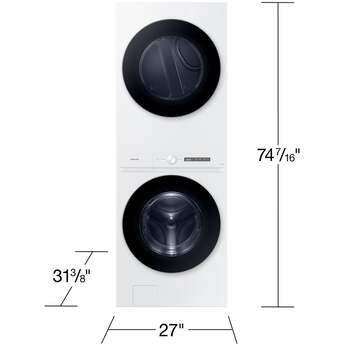 Samsung Bespoke AI Laundry Hub™ 4.6 cu. ft. Large Capacity Single Unit Washer with Steam Wash and 7.6 cu. ft. Gas Dryer: White — thumbnail 20