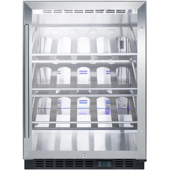 Summit Commercial 24" 5.0 cu.ft. 20-Bottle Stainless Steel Built-In Undercounter with Glass Door  Wine Chiller