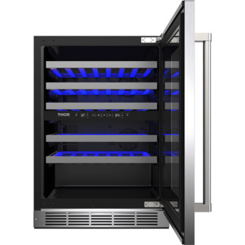 Thor 24 Inch Dual Zone Wine Cooler With 46 Bottle Cacpity, LED Lighting And Beech-Wood Shelving: Stainless Steel — thumbnail 10