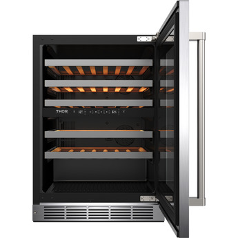 Thor 24 Inch Dual Zone Wine Cooler With 46 Bottle Cacpity, LED Lighting And Beech-Wood Shelving: Stainless Steel — thumbnail 11