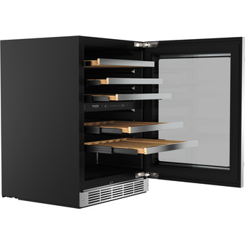 Thor 24 Inch Dual Zone Wine Cooler With 46 Bottle Cacpity, LED Lighting And Beech-Wood Shelving: Stainless Steel — thumbnail 5