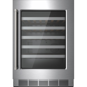 Thor 24 Inch Single Zone Wine Cooler With 46 Bottle Cacpity, LED Lighting And Beech-Wood Shelving: Stainless Steel