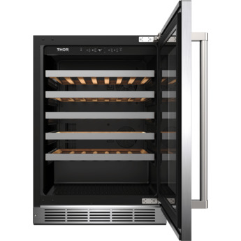 Thor 24 Inch Single Zone Wine Cooler With 46 Bottle Cacpity, LED Lighting And Beech-Wood Shelving: Stainless Steel — thumbnail 13