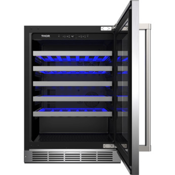 Thor 24 Inch Single Zone Wine Cooler With 46 Bottle Cacpity, LED Lighting And Beech-Wood Shelving: Stainless Steel — thumbnail 14