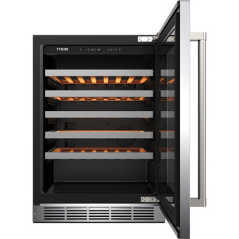 Thor 24 Inch Single Zone Wine Cooler With 46 Bottle Cacpity, LED Lighting And Beech-Wood Shelving: Stainless Steel — thumbnail 17