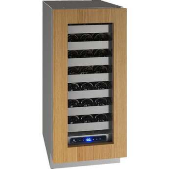 U-Line 5 Class 15" 28-Bottle Custom Panel Frame with Glass Door Wine Chiller
