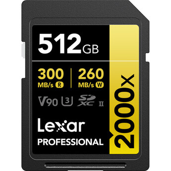 Lexar 512GB Professional 2000x UHS-II SDXC Memory Card