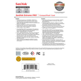 Sandisk 32GB Extreme Pro CompactFlash Memory Card (160MB/s) — thumbnail 4