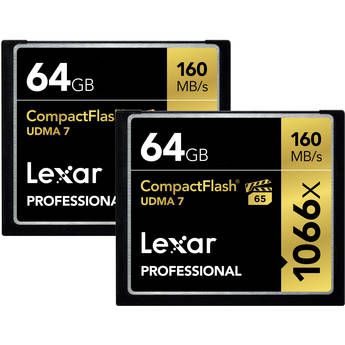 Lexar 64GB Professional 1066x CompactFlash Memory Card (UDMA 7, 2-Pack)