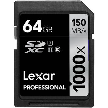 Lexar 64GB Professional 1000x UHS-II SDXC Memory Card (Class 10, UHS Speed Class 3)