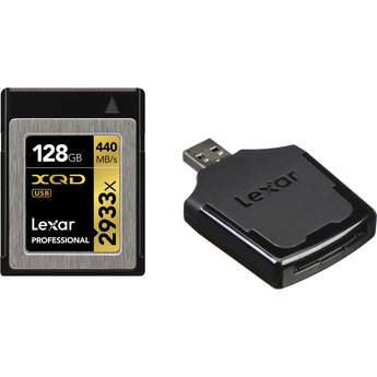 Lexar 128GB Professional 2933x XQD 2.0 Memory Card with USB 3.0 Card Reader