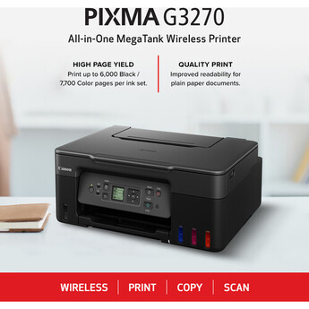Canon PIXMA G3270 MegaTank All-in-One Wireless Inkjet Color Printer (Black) — thumbnail 2