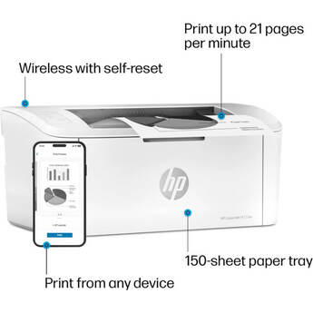HP LaserJet Wireless Black and White Laser Printer - White — thumbnail 9