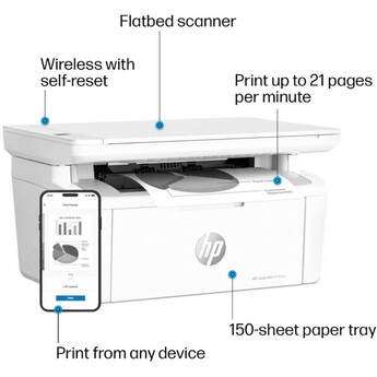 HP LaserJet Wireless Black and White Laser Printer - White — thumbnail 7