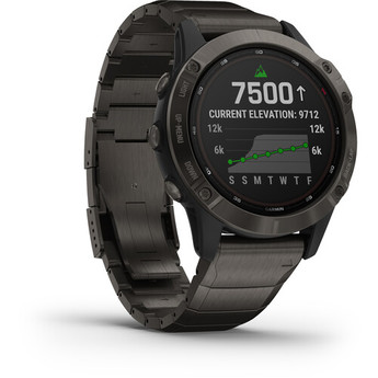 Garmin fenix 6 Multisport GPS Smartwatch (47mm, Solar, Titanium Carbon Gray DLC / Titanium DLC Band)